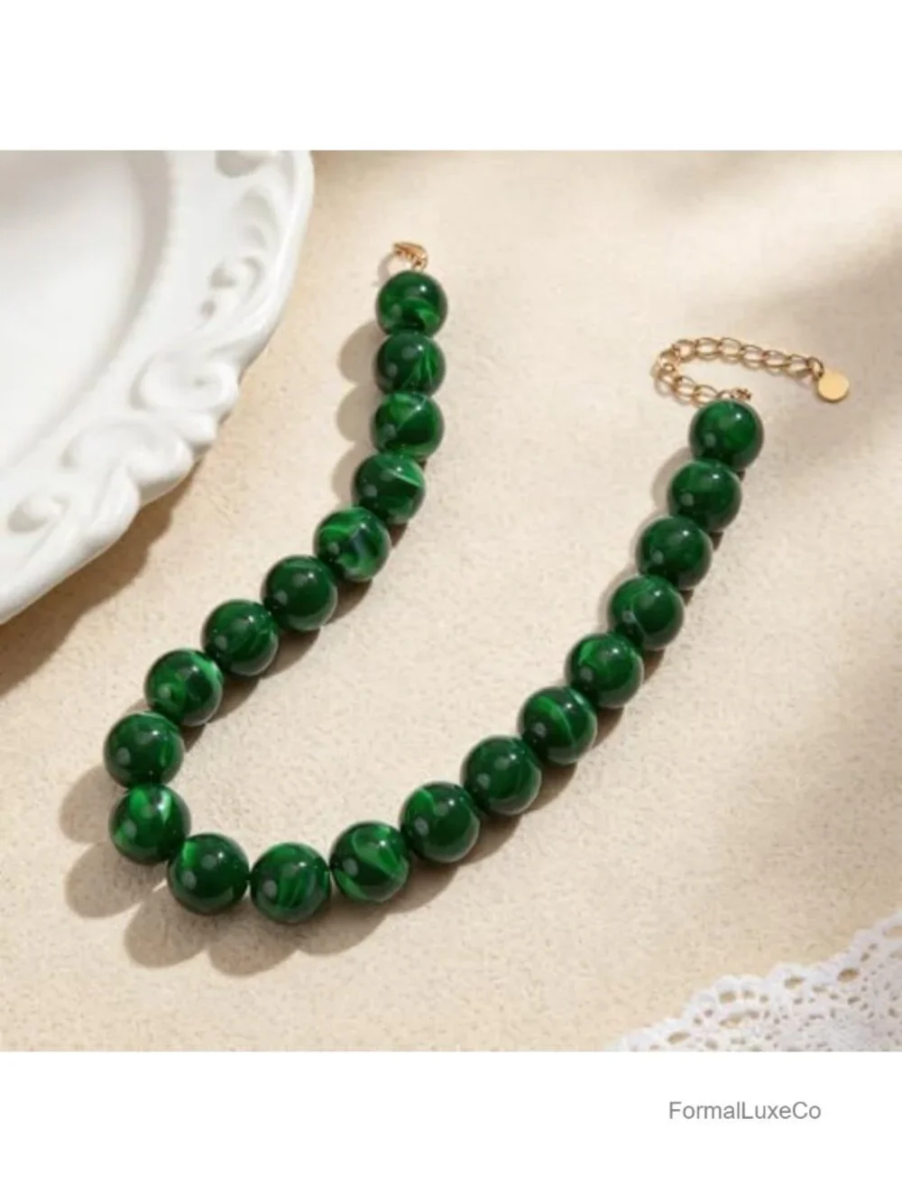 Chunky Beaded Collar Necklace Resin Boho Statement Choker